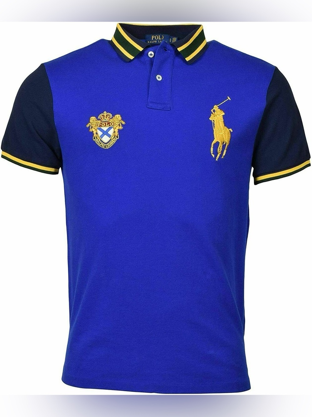 Polo by Ralph Lauren Royal Blue Polo with Navy Sleeves & Yellow Crest